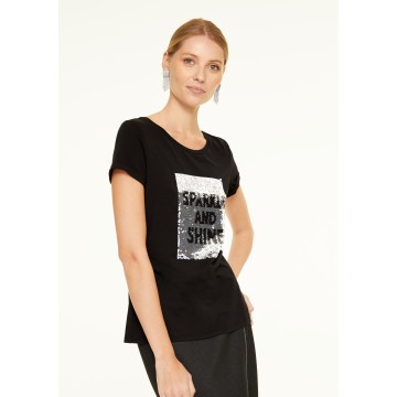 COMMA T-Shirt mit Front-Artwork in schwarz