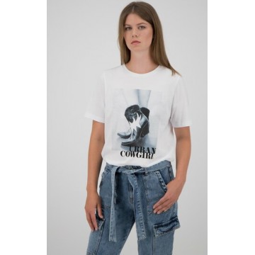 ONE MORE STORY T-Shirt mit Print mit Schriftzug URBAN COWGIRL in offwhite