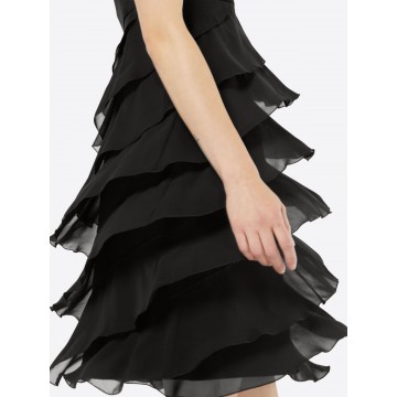 SWING Kleid mit Volants aus Chiffon in schwarz