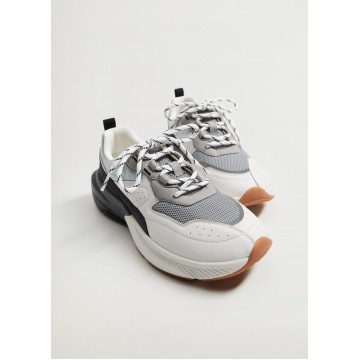 MANGO Sneaker 'Play' in grau / schwarz / weiß